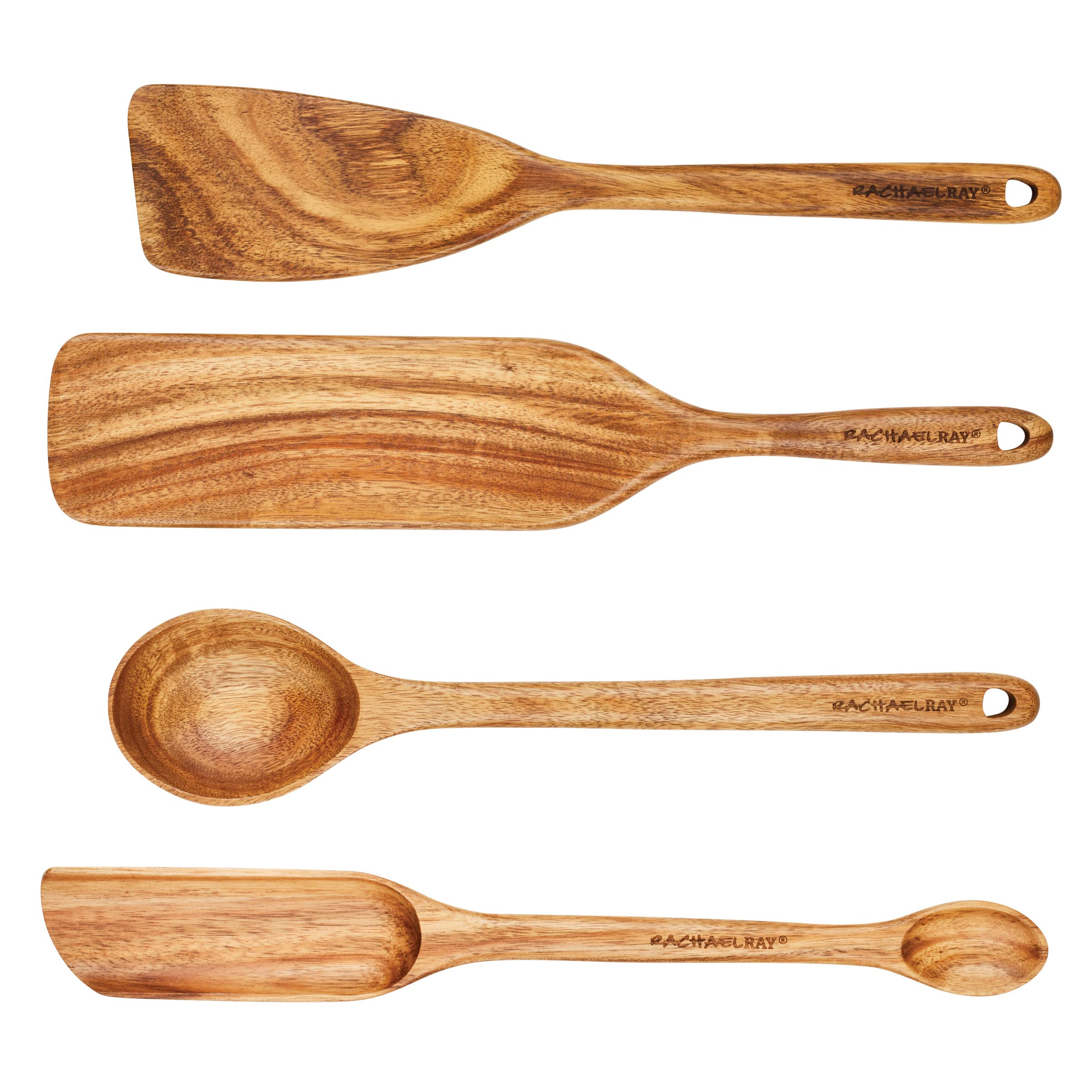 Rachael Ray Tools & Gadgets Kitchen/Cooking/Utensils Set, 4 Piece, Acacia Wood