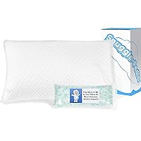 Snuggle-Pedic Adjustable Cooling Pillow - Shredded Memory Foam Pillows for Side, Stomach & Back Sleepers - Fluffy or Firm - Keeps Shape - College Dorm Room Essentials for Girls and Guys - King