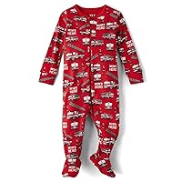 The Children's Place Baby Boys' and Toddler Snug Fit 100% Cotton Zip-Front One Piece Footed Pajama
