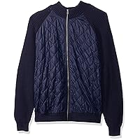 Cutter & Buck Men's Navy Walter Full Zip Quilted Sweater Jacket with Pockets