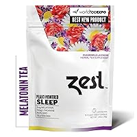Zest Melatonin 2mg Herbal Sleep Tea - 15 Tea Bags - Chamomile Lavender Extra Strength Calming & Relaxing Bedtime Night Blend with L-Theanine