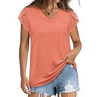 WIHOLL Womens Summer Tops 2024 Fashion Trendy Short Sleeve Shirts V Neck Dressy Casual Outfits Clothes