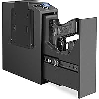 Biometric Slider Handgun Gun Safe for Nightstand, Desk, Bed Side,Truck - Auto Sliding Door Hand Gun Safe for Pistol -with Fingerprint, PIN Code, KEY Access
