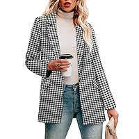 CRAZY GRID Womens Casual Blazer Jacket Long Sleeve Open Front Work Office Blazer Lapel Button Jacket