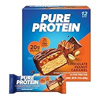 Pure Protein Bars, High Protein, Nutritious Snacks to Support Energy, Low Sugar, Gluten Free, Chocolate Peanut Caramel, 1.76oz, 12 Count (Pack of 1) (Packaging May Vary)