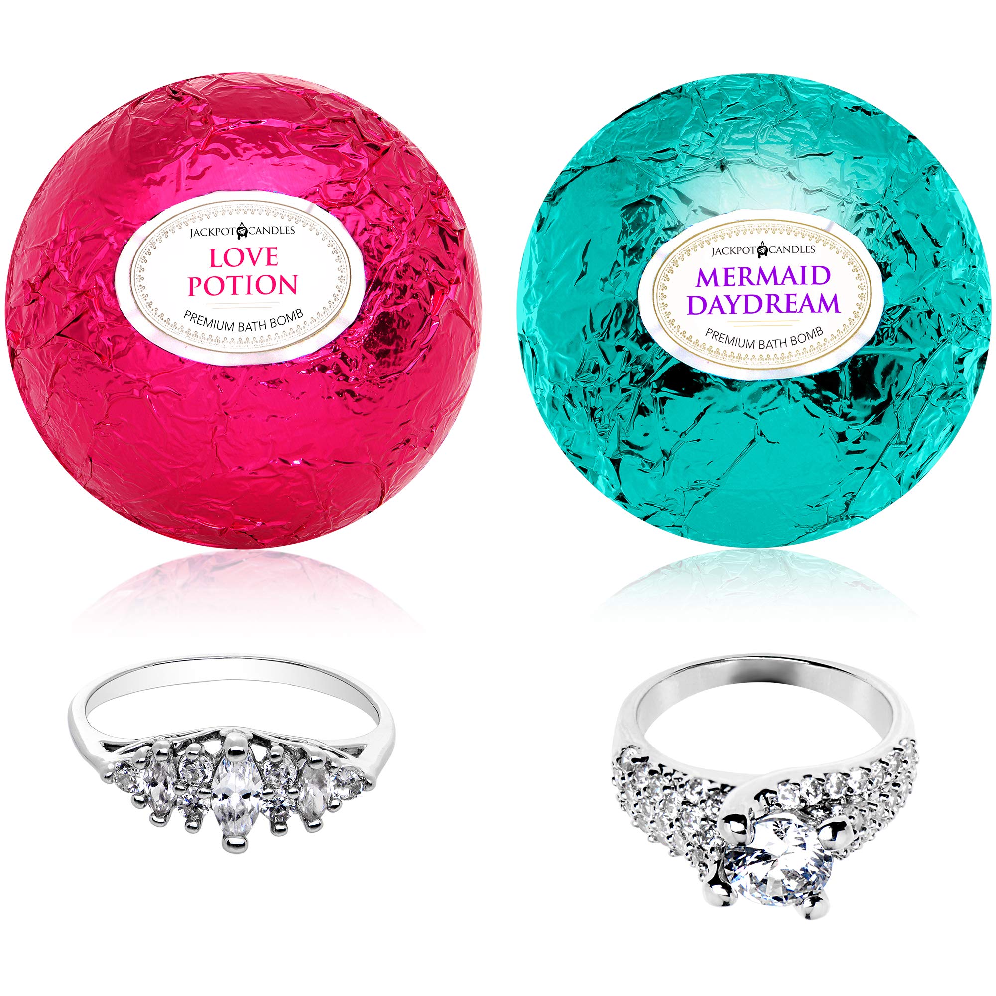 Mermaid Love Potion Bath Bombs Gift Set of 2 with Ring Surprise Inside Each Made in USA