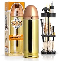 Deluxe Gun Cleaning Kit with Registered Trademarked Aluminum Bullet Shaped Storage Case, Cleaning Tools to Effectively Maintain Handguns, Shotguns and Rifles.