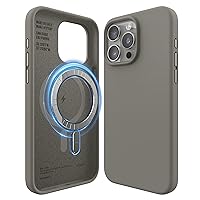 elago Magnetic Silicone Case Compatible with iPhone 15 Pro Max Case 6.7 Inch Compatible with All MagSafe Accessories - Built-in Magnets, Soft Grip Silicone, Shockproof [Medium Gray]