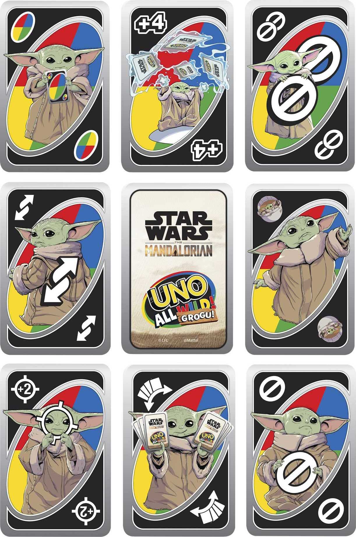 UNO The Mandalorian All Wild Grogu Card Game for Kids & Adults with Grogu Images & Special Rule, 2 to 10 Players