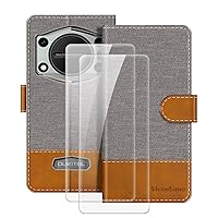 Leather Case for Oukitel WP22 Magnetic Phone Case with Wallet and Card Slot + [2 Pack] Tempered Glass Screen Protector for Oukitel WP22 (6.58”)
