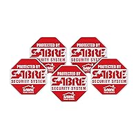 SABRE Home Security Decals, Warns Intruders That The Property Is Secured With An Alarm, Bold Red Color For Visibility, Easily Sticks To Windows, 5-Pack