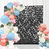 Black Shimmer Wall Backdrop Square Sequin Shimmer Backdrop for Birthday Anniversary Wedding Engagement Decoration (36 Panels)