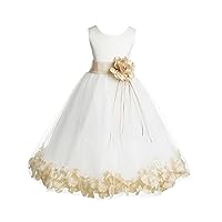 ekidsbridal Rose Petals Ivory Flower Girl Dress Birthday Girl Dresses Reception Dress 007ss