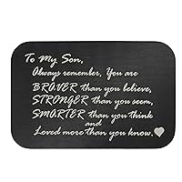 Dreambell Family Love Son Personalized Photo Text Engraved Metal Mini Wallet Insert Message Note Card