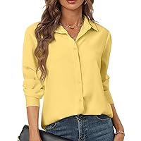 Women's Button Down Shirts Basic Classic Soft Shirt Collared Long Sleeve Dressy Casual Solid Color XS-XXL