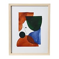 Creative Co-Op Abstract Geometric Print with Solid Wood Frame and Glass Cover