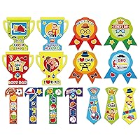 30pcs Father's Day Craft Kits for Kids, Fun DIY Paper Handmade Trophy Tie Craft for Daddys Day Girls Boys Home Classroom Indoor Game Activities Favors