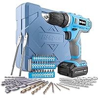 Hi-Spec 50pc 12V Cordless Drill Driver Set Electric Battery Powered - Portable Tool Box and Bit Set， Power Drill Cordless for DIY Projects, Home Repair, and Professional Use