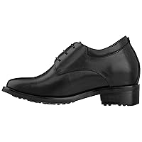 Calden Men's Invisible Height Increasing Elevator Shoes - Black Leather Lace-up Lightweight Formal Oxfords - 4 Inches Taller