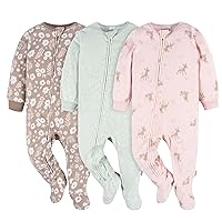 Gerber Baby Girls' Flame Resistant Fleece Footed Pajamas 3-Pack