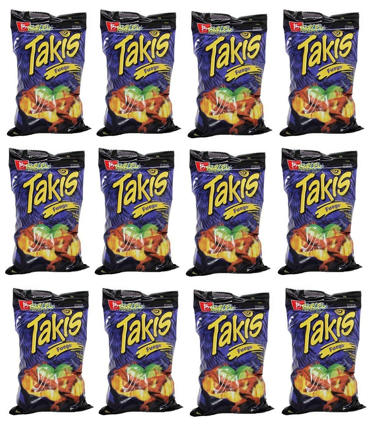Barcel Takis Fuego Corn Snack - Hot Chili Pepper & Lime - 12 LARGE 9.9oz Bags