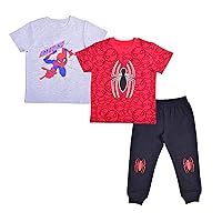 Marvel Spiderman Boys T-Shirts and Jogger Set for Toddler and Little Kids – Red/Grey/Black