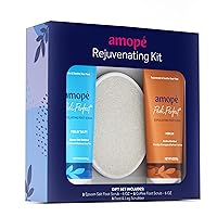 Amopé Rejuvenating Kit - Contains Exfoliating Sugar Foot Scrubs with Epsom Salt, Coffee and a Nourishing Blend of Moisturizers to Rejuvenate, Smooth, Soothe & Relax your Feet, with Foot & Leg Scrubber