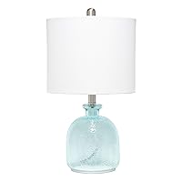 Elegant Designs LT3335-CBL Textured Glass Table Lamp, Clear Blue (Pack of 1)