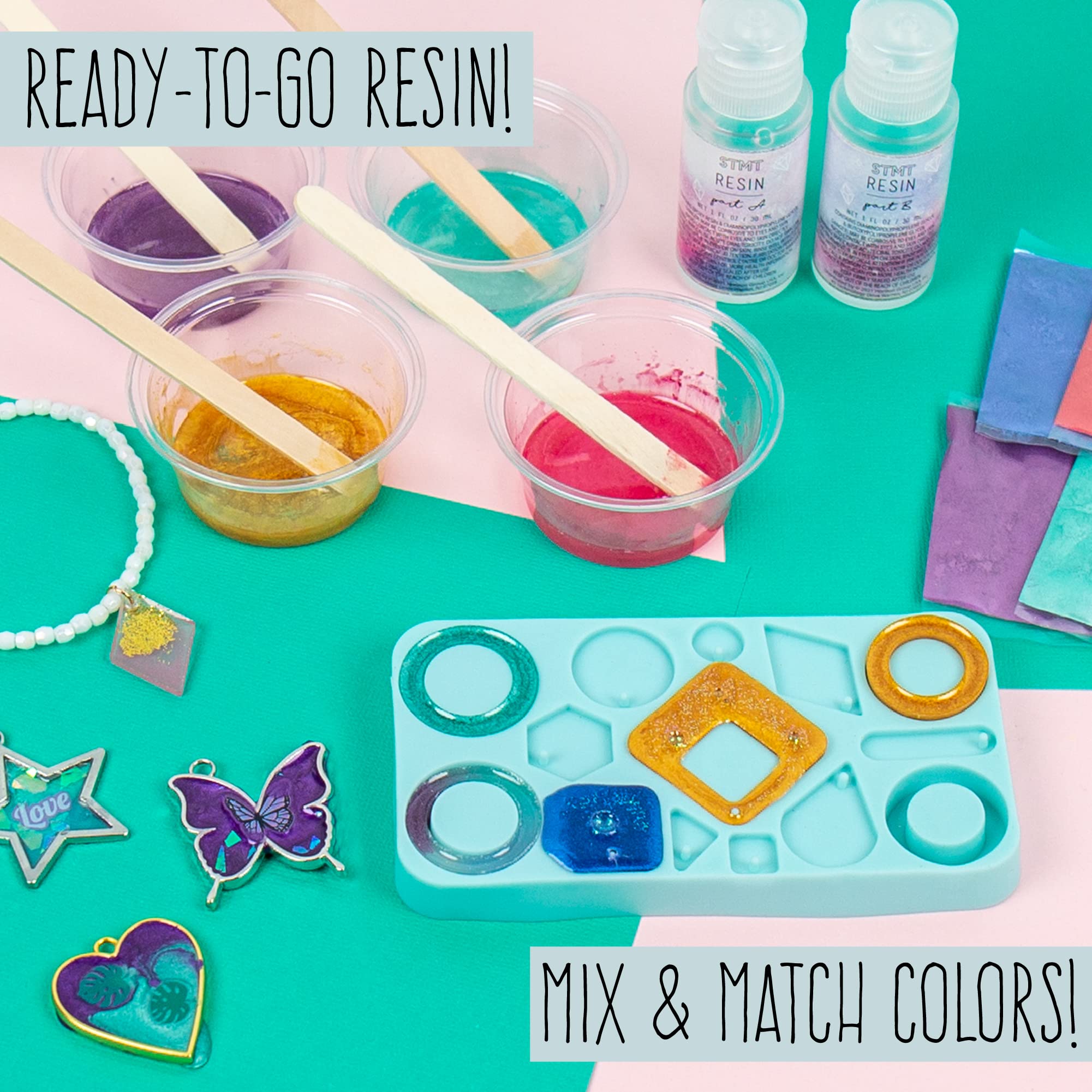 STMT D.I.Y. Resin Jewelry Studio, All-in-One Resin Jewelry Making Kit with Molds, Fun DIY Kit to Make Your Own Necklaces, Bracelets & More, Great Gift for Teen Girls 14+