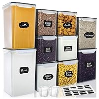 VERONES Large Tall Airtight Food Storage Containers, 10 PACK Plastic Airtight Kitchen & Pantry Organization, Ideal for Flour & Sugar Plastic Canisters with Labels