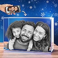 STRONGUS 3D Crystal Personalized with Your Own Photo for - Mom, Dad, Wife, Husband, Boyfriend, Girlfried, 3D Customized Picture, Engraved Crystal, Memorial - Landscape Medium