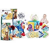 2 PCS Baby Sensory Books & A Baby Tissue Box Toy Set
