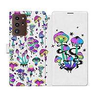 Wallet Case Replacement for Samsung Galaxy Note 20 Ultra S21 FE S10 5G S20 A01 A03 A50 Flip Magnetic Purple Mushrooms Trippy Forest Cover Folio Leaves Snap Card Holder Magic Fairy Mushrooms