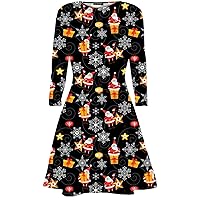 Oops Outlet Womens Christmas Flared Swing Dress Funny Xmas Santa Gift Top Dress