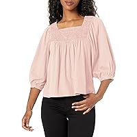 Lucky Brand Women's Tonal Embroidered Square Neck Blouse