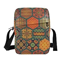 ALAZA Tribal Geometric Pattern Vintage Crossbody Bag Small Messenger Bag Shoulder Bag with Zipper for Women Men