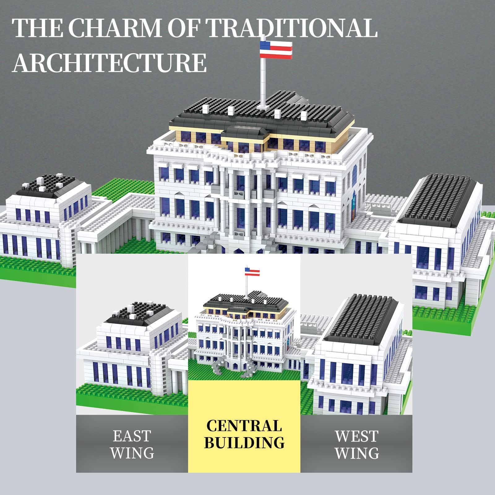 Micro Building Blocks The White House Architecture Set Mini Building Blocks Building Bricks Architecture Model Kit Micro Blocks Set Building Kit Gift for Age 14+ Kids Teens and Adults