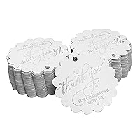 100 Pack Real Silver Foil Paper Tags Thank You for Celebrating with Me Birthday Favor Hang Tags