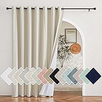 NICETOWN Natural 100% Blackout Linen Insulated Patio Curtain 84 inch Long Burg, Farmhouse Thick Completely Blackout Window Treatment Thermal Drape for Living Room (1 Panel, 100