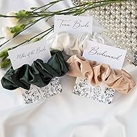 Bridesmaid Gifts Silk Scrunchies for Hair, Maid of Honor Proposal Gifts, Bridal Party Satin Hair Ties, Bride Squad Favors, Will You Be My Bridesmaid Proposal Card, Team Bride Tags, Bachelorette Gift