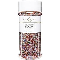 India Tree, Confetti Sparkling Sugar, Large Jar Shimmery Sugar Sprinkles for Baking and Decorating 7.5 Oz Jar (Pack of 4)