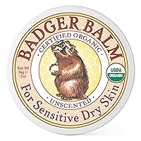 Badger - Unscented Dry Skin Balm, Sensitive Skin Balm, Moisturizing Balm for Dry Cracked Skin, Unscented Balm, Skin Moisturizer Balm, 2 oz