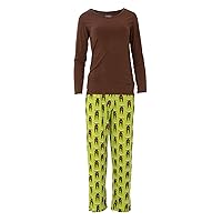 KICKEE Women’s Print Long Sleeve Loosey Goosey Tee & Pajama Pants Set, Sleepwear and Loungewear for Women