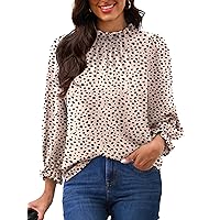 Fashion Womens Spring Tops Loose Fit Print Leopard Shirt Casual High Neck Floral Blouse L