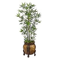 Nearly Natural 4.5ft. Bamboo Palm Artificial Tree in Decorative Planter