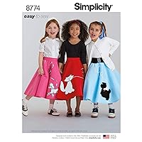 Simplicity 8774 Girl's 1950's Vintage Rockabilly Poodle Skirt Sewing Pattern, Sizes 7-14