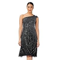 Adrianna Papell Women's Beaded One Shoulder Dress