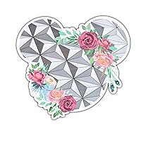 Spaceship Earth Mouse Stickers, Epcot, Mouse, Floral Mouse, Waterproof Sticker, Gift for Her, Gift for Him, Sticker for Car, Wall, Laptop, Bottle, Skateboard, Computer, Phone