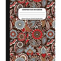College Ruled Composition Notebook :: lovely flower design cover, College ruled, 60 sheets 120 pages , 7.5