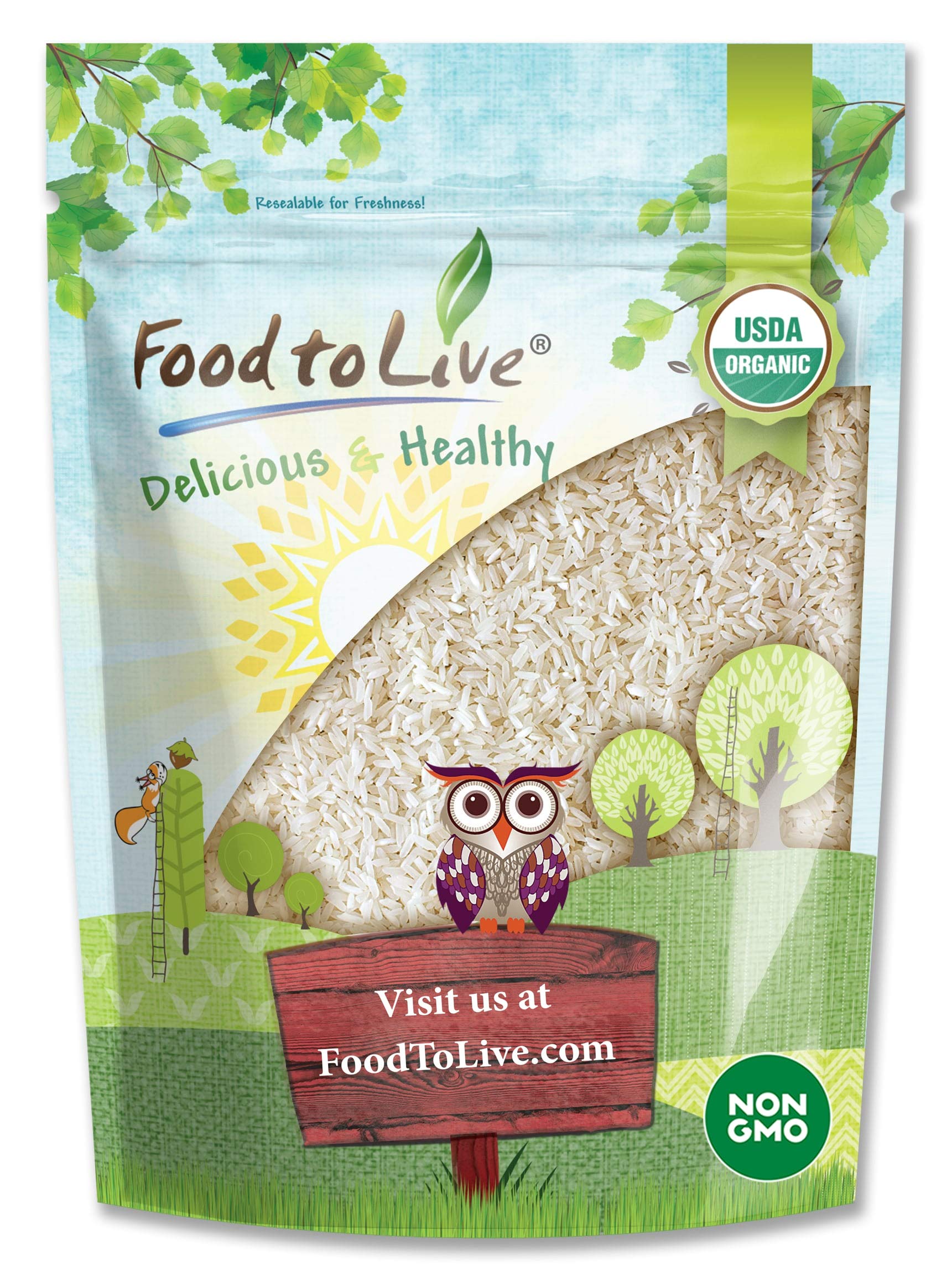 Organic Long Grain White Rice, 3 Pounds - Non-GMO, Kosher, Vegan, Raw, Bulk